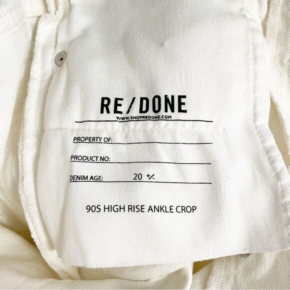 RE/DONE 90s High Rise Ankle Crop Raw Hem Jeans in Vintage White Size 26 | 2 - Picture 10 of 13